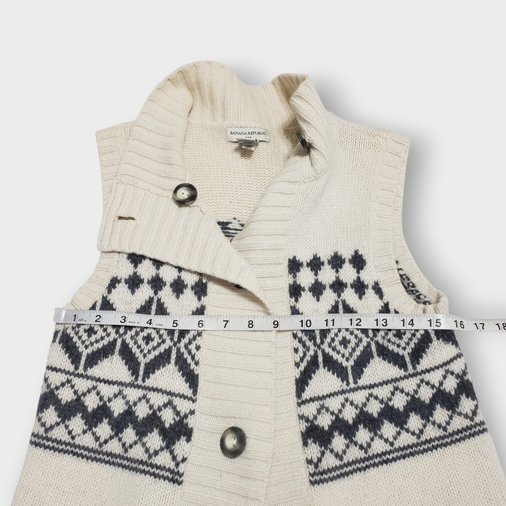 Vtg Banana Republic‎ Womens Fair Isle Wool Angora Sweater Vest Cream Sz M - Picture 8 of 11